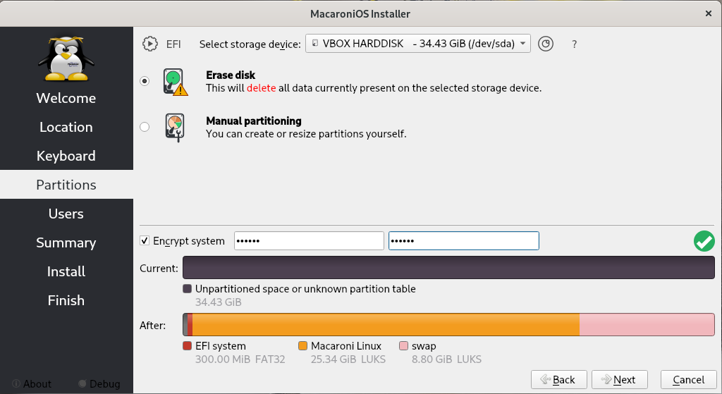 Installer Partition Encrypted